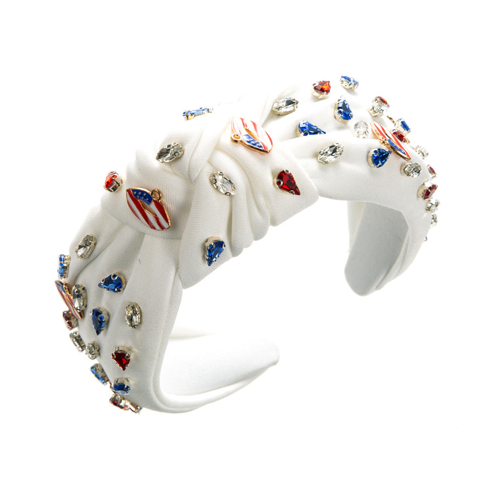 Wholesale Independence Day Wide Edge Knotted Fabric Headband